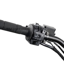 Handlebar switchgear on the Arctic Leopard XE Pro R with three ride modes, reverse and lighting controls